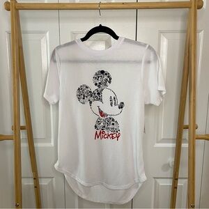 Mickey Mouse Collage on White Semi-Sheer Lightweight Shirt, 11-13 Teen or Small